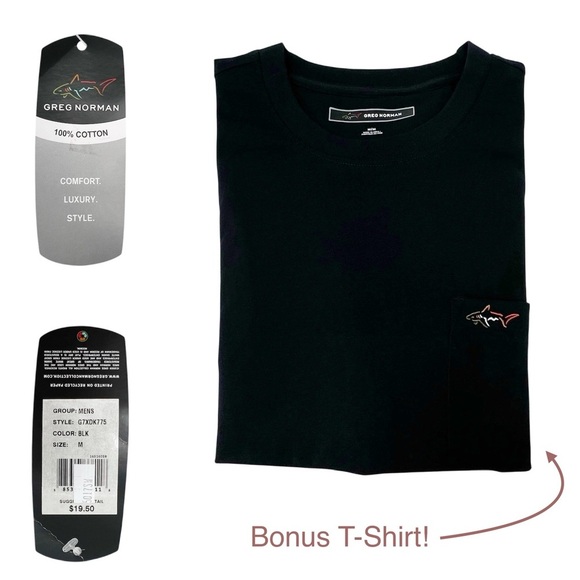 Greg Norman 1/4-Zip Cotton Sweatshirt + T-Shirt Men’s Size Medium Black New NWT - Picture 6 of 8